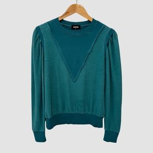 Monrow Teal Color Supersoft Crew Neck Sweatshirt S ($134)